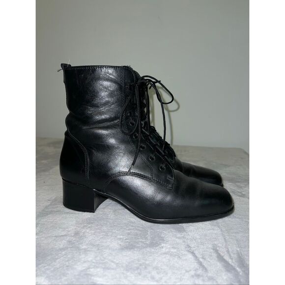 Vintage BLONDO lace Military Combat Moto Gothic Black boots Women’s 8.5 - Picture 1 of 10